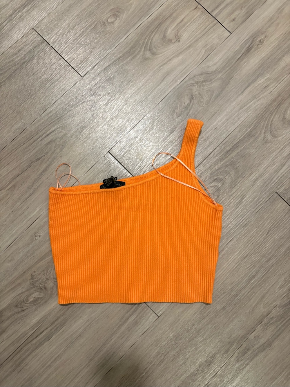 House of Harlow 1960 Bright Orange Ribbed One-Shoulder Top